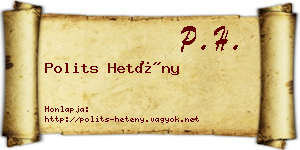 Polits Hetény névjegykártya